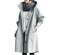 Trench Coat Femme,Trenchs pour Femmes Vestes D'Hiver Softshell Coupe-Vent À Capuche Légers Amples Longs Parkas Vêtements D'Extérieur Décontractés pour La Marche La Randonnée Le Camping Bleu C