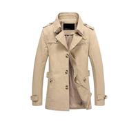 Trench-coat homme printemps/automne : veste coupe-vent élégante dotée d'un col montant classique, de longueur moyenne, chaude et polyvalente, idéale pour les superpositions en extér(Size:L,Color:Kaki)