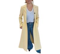 Trench-coat long à imprimé léopard et col de costume formel à la mode pour femmes Trench-coat classique à revers élégant et sur mesure avec design de poche (Jaune clair,M)