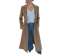 Trench-coat long à imprimé léopard et col de costume formel à la mode pour femmes Trench-coat classique à revers élégant et sur mesure avec design de poche (Kaki,TG)