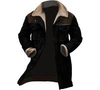 Trench-coat long pour homme, veste en cuir avec doublure polaire sherpa, manteau rembourré chaud pour l'hiver, trench-coat marron, trench-coat classique et élégant, manteau long épais thermique pour