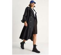 Trench-coat mi-long en coton avec fermeture à double boutonnage S/M