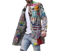 Trench-coat mi-long punk rock hip hop pour homme, vestes d'hiver chaudes coupe ajustée, style décontracté, caban avec boutons, coupe-vent classique, coupe ajustée, col montant, caban, violet, XXL