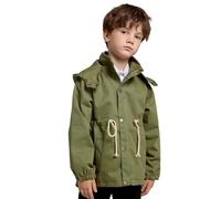 Trench-Coat pour Enfants, imperméable Long à Capuche, Coupe-Vent d'automne, Veste d'extérieur décontractée (Green, 7-8 Years)
