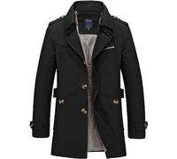 Trench coat pour homme - Coupe ajustée - Manteau en laine - Parka d'affaires - Manteau d'hiver décontracté - Coupe-vent - Veste à fermeture éclair - Veste de loisirs, Noir , 5XL