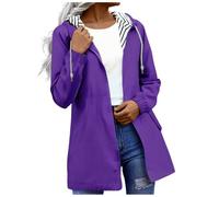Trench Coat Veste de pluie pour femme avec fermeture éclair Veste de transition à capuche pour femme Grande taille Coupe-vent Décontracté Solide Manteau d'extérieur Coupe-vent Imperméable avec poches
