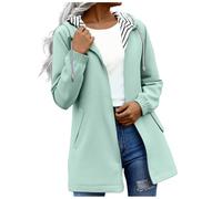 Trench Coat Veste de pluie pour femme avec fermeture éclair Veste de transition à capuche pour femme Grande taille Coupe-vent Décontracté Solide Manteau d'extérieur Coupe-vent Imperméable avec poches