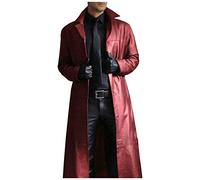 Trench en polyuréthane pour homme | Manteau synthétique pour homme | Trench long coupe ajustée | Cardigan vintage ouvert sur le devant | Manteau rétro steampunk | Coupe-vent pleine longueur de couleur