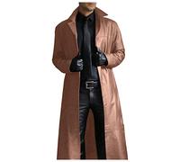 Trench en polyuréthane pour homme | Manteau synthétique pour homme | Trench long coupe ajustée | Cardigan vintage ouvert sur le devant | Manteau rétro steampunk | Coupe-vent pleine longueur de couleur