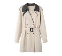 Trench Femme - FUNMOON - Mi-Longue - Couleur Beige - Col Revers - Manches Longues S