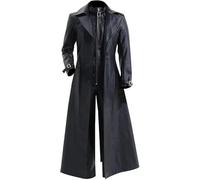 Trench long gothique à double boutonnage noir pour homme | Style résident Wesker | Manteau de costume en similicuir pour cosplay