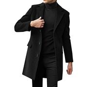 Trench long pour homme, manteau en laine mélangée, longueur 3/4, manteau long pour l'hiver, manteau chaud pour affaires, décontracté, vêtements d'extérieur, coupe droite, taille M-4XL, Noir , M