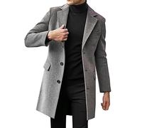 Trench long pour homme, manteau en mélange de laine longueur 3/4 UK long caban manteau d'hiver chaud veste manteau affaires décontracté smart vêtements d'extérieur coupe regular trench taille M-4XL