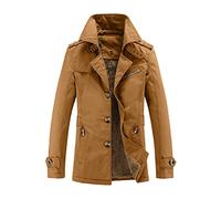 Trench long pour homme - Style classique et élégant - Coupe-vent - Col rabattu - Avec poches - Trench pleine longueur - Caban à simple boutonnage - Veste de travail mi-longue, café, XXL