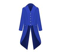 Trench médiéval pour homme, style gothique, frack, col à revers, veste, rétro, uniforme de cour, renaissance, manches longues, coupe décontractée, couleur unie, haut bleu