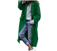Trench pour femme - Blend Coat avec col cranté - Veste mi-saison décontractée - Boutons - Veste d'automne élégante et tendance - Longue trench - Couleur unie - Veste d'hiver épaisse, vert, XL