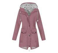 Trench pour femme coupe-vent trois en un costume d'alpinisme en plein air manteau trench rayé veste à capuche sport femme automne et hiver trench manteau d'escalade porter montagne trench coat, Rose