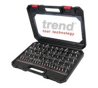 Trend Ensemble de démarrage de 50 fraises pour routeur, tige de 1/4 pouce, pointe en carbure de tungstène, étui en aluminium inclus, SET/SS50X1/4TC