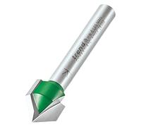 Trend CraftPro Fraise à chanfreiner à deux flûtes, queue de 1/4 pouce, diamètre de coupe 12,7 mm, rainure en V à 45 degrés, carbure de tungstène, embout, C044X1/4TC