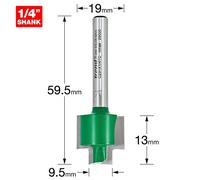 Trend CraftPro Fraise à Rainurer, Queue de 1/4 Pouce, Longueur de Coupe 13mm et Diamètre de Coupe 9.5/19mm, Carbure de Tungstène, C231X1/4TC