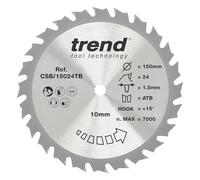 Trend CraftPro Thin Kerf TCT Saw Blade for Einhell TE CS18LI PXC Circular Saws, 150mm x 24 Teeth x 10mm Bore, Tungsten Carbide Tipped, CSB/15024TB