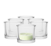 TREND FOR HOME Bougeoir Verre Photophore Bougie Transparent Supports pour Bougies Chauffe-Plat Flottantes Votives Petit Vase Decoratif Recipient | Collection Luna | 9x9x8 cm | Transparent | Lot de 6