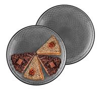 TREND FOR HOME Lot de 2 Assiettes Plates en Verre en Couleur Presentoir a Gateau Service Asiette Plat à Tarte Pizza Dessert Pâtisseries, Ø 30 cm, Dessin Géométrique, Alisse Smoky