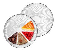TREND FOR HOME Lot de 2 Assiettes Plates en Verre Semi-Transparent Presentoir a Gateau Service Asiette Plat à Tarte Pizza Dessert Pâtisseries, Ø 30 cm, Dessin Géométrique, Elina