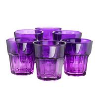 TREND FOR HOME - Lot de 6 verres à cocktail colorés de 230 ml, verres à eau, verres à vin courts violets, Gigi Mysterious Twilight