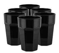 TREND FOR HOME Lot de 6 Verres à Eau et Cocktail 425 ml - Gobelet Noir, Coloré, Grand Verre à Café, Smoothie Tumbler Haut | Gigi Piano Black