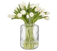 TREND FOR HOME Vase Décoratif Fait Main H: 24 cm Vase Transparent Fait à la Main Centre de Table Mariage Vase Fleur Vase en Verre Côtelé Vase Salon Forme d'Ananas, Ø 17 cm, Daphne