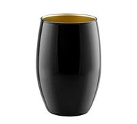 TREND FOR HOME Vase Noir en Verre - Design Rond et Minimaliste - Porte-Bougie ⌀ 14 cm - Amarilis - Noir/Doré