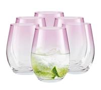 TREND FOR HOME Verre a Eau 580 ml Lot de 6 grands verres à eau et à cocktails - verres à soft drink, jus ou boissons fraîches | Coloris rose | Phoebe Secret Pastels