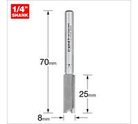 Trend Fraise droite TCT 2 flûtes, queue 1/4 pouce, Ø8 mm