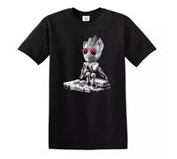 Trend Gear DJ - Baby Groot - T-Shirt Musique - Gardiens Casque Drôle Disco - Mixing Decks S-XXL, Noir, XL