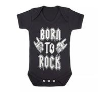 Trend Gear Grenouillère unisexe pour bébé/rock/métal/crâne/tatouage/drôle/tout-petit/nouveau-né/cadeau/body, BORN TO ROCK, 0-3 Months