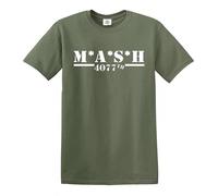 Trend Gear M*A*S*H 4077TH T-shirt série TV MASH T-shirt militaire US Army, T-shirt Olive Imprimé Blanc, L