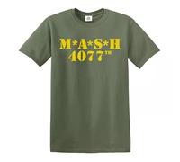 Trend Gear M*A*S*H 4077TH T-shirt série TV US Army T-shirt militaire, Imprimé jaune vert militaire, M