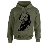 Trend Gear Music Reggae Sweat à Capuche pour Homme Smoke Weed Jamaican Rasta Lion Hoody Noël, Vert Militaire inspiré de Bob Marley, XL