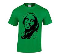 Trend Gear White Hat Music Reggae T-Shirt Smoke Weed Jamaïque Ragga Music Top - Vert - M