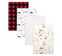Trend Lab Buffalo Woodland Lot de 4 couvertures en flanelle Motif carreaux