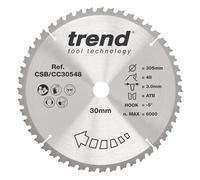 Trend Lame de Scie à Onglet pour Bois, 305 mm de Diamètre, 30 mm d'Alésage, 48 Dents, TCT, 3 mm de Trait de Scie, -5° Crochet, CSB/CC30548