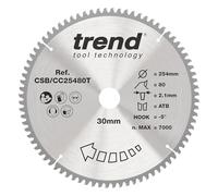 Trend Lame de scie à onglets 254 mm, alésage 30 mm, 80 dents, TCT extra-fin | Coupe le bois avec finition extra-fine, 80 dents TCT, crochet -5° et trait de 2,1 mm, alésage 30 mm CSB/CC25480T