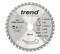 Trend Lame de scie circulaire bois 165 mm, 40 dents TCT, 20 mm, 1,5 mm