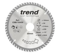 Trend Lame de scie circulaire bois 184 mm, 58 dents, 30 mm alésage TCT | Coupe le bois finement avec une lame TCT finition extra-fine, 12° d’attaque, trait 2,6 mm, alésage 30 mm CSB/18458