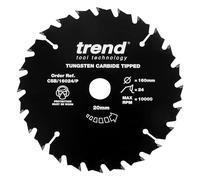 Trend Lame de Scie Circulaire en PTFE pour Bois, 160 mm de Diamètre, 20 mm d'Alésage, 24 Dents, TCT, 2,2 mm de Trait de Scie, CSB/16024/P