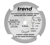 Trend Lame de scie circulaire PCD, fibre de ciment, 115 mm, 9,5 mm, 4 dents