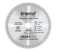 Trend Lame de Scie Circulaire pour Bois, 165 mm de Diamètre, 20 mm d'Alésage, 60 Dents, TCT, 2,4 mm de Trait de Scie, +10° Crochet, CSB/16560