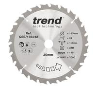 Trend Lame de scie circulaire sans fil, 185 mm, 30 mm, 24 dents TCT