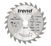 Trend Lame de scie circulaire sans fil Wood 140 mm, TCT, 24 dents